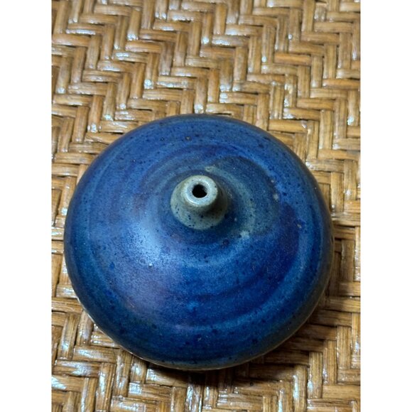 Handcrafted Blue Ceramic Bud Vase Signed Japan Style - Picture 2 of 6